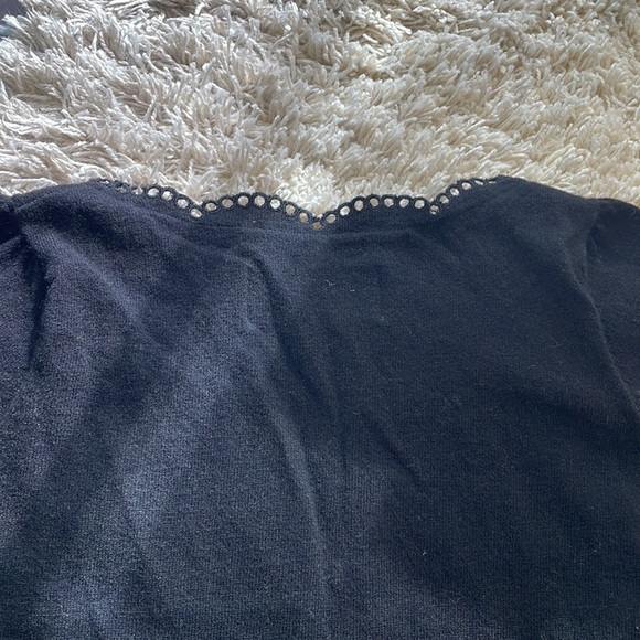 BY MALENE BIRGER | Black Eyelet Knit Cardigan Top - Picture 8 of 10